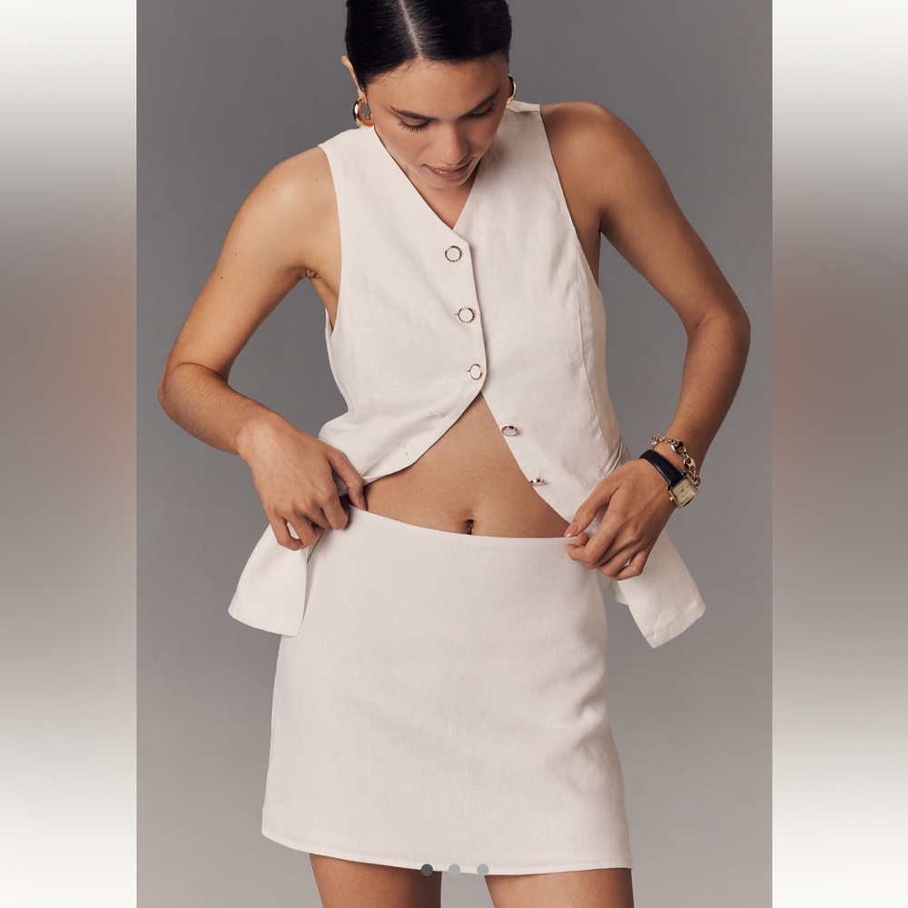 Reformation white linen veranda skirt